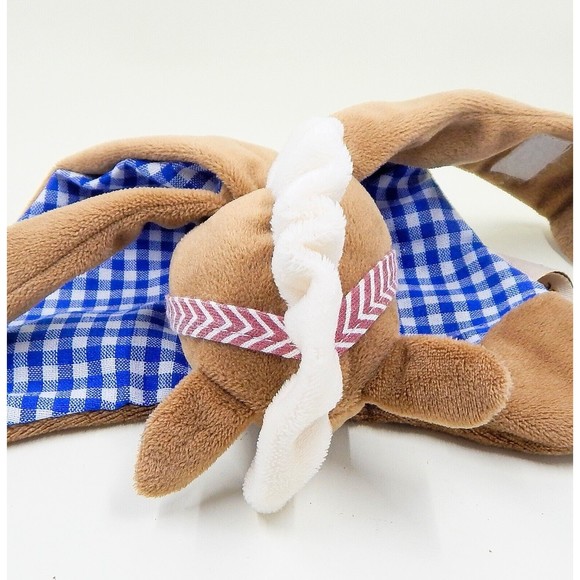 Maison Chic Horse Pony Blue Gingham Check Lovey Security Blanket Pacifier Holder - Picture 6 of 8